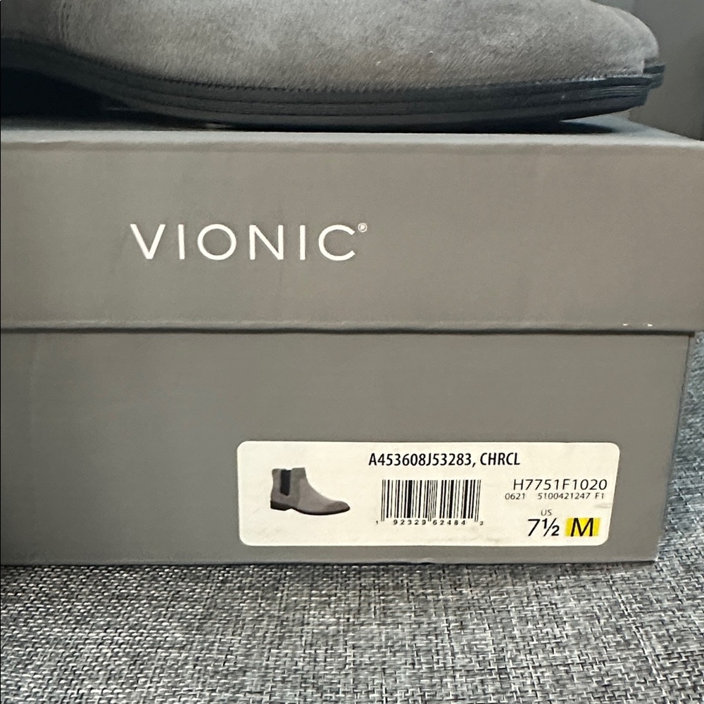 Vionic Light Gray/Charcoal Water Repellent Suede Chelsea Boots - Picture 7 of 7